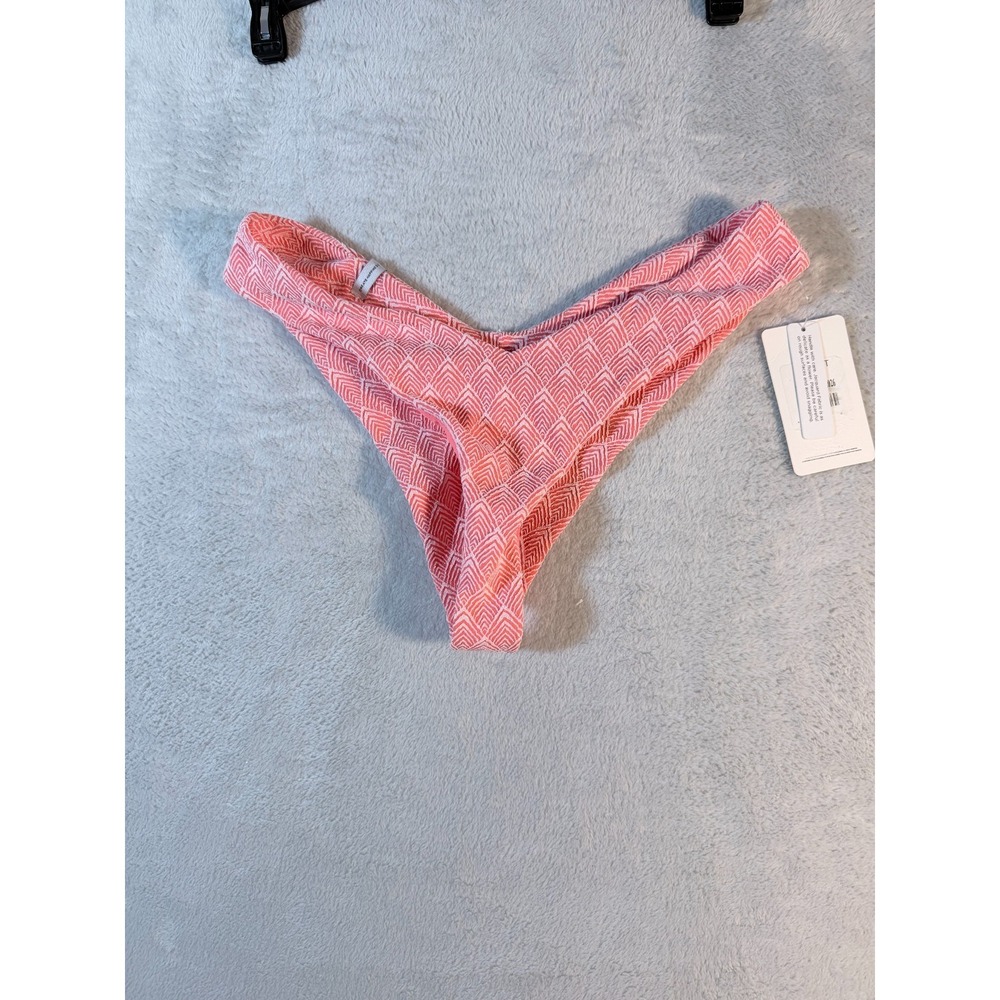 Body Glove Womens Kendal Bikini Bottoms Cheeky Coral Pink Geometric Jacquard Med - Picture 3 of 9